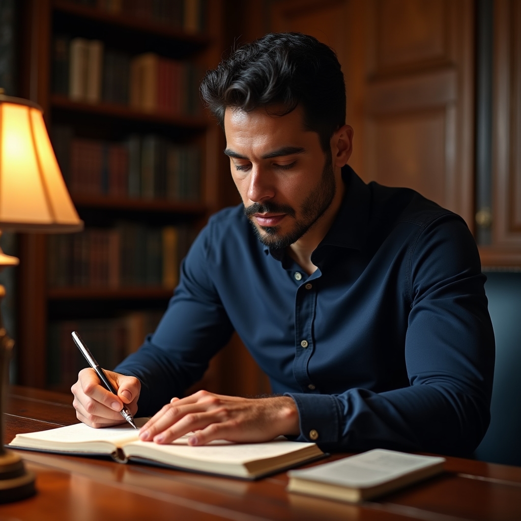 Profesional tomando notas y trabajando en ejercicios del programa